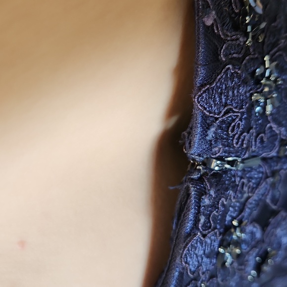 Size 8 bright navy lace formal cocktail by MGNY Mori Lee - Picture 9 of 12